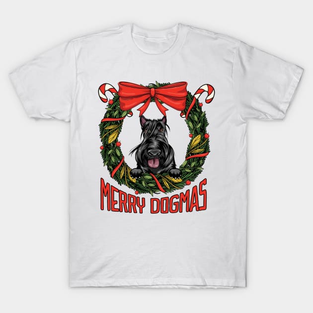 Merry Dogmas Christmas Scottish Terrier Dog Owner T-Shirt by Way Down South